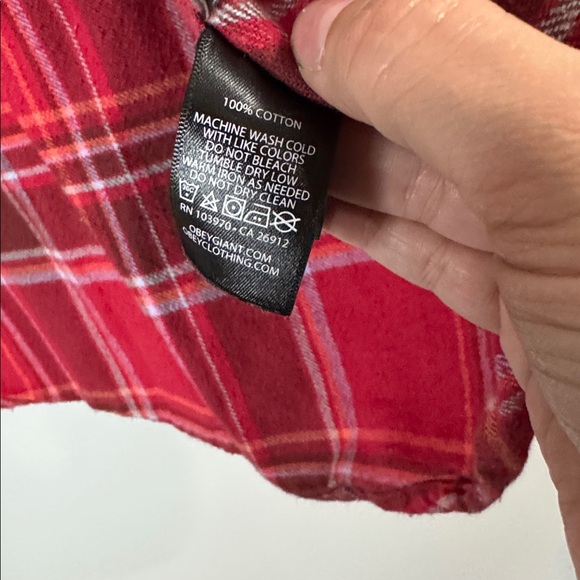 Obey Red and White Plaid Shirt - Picture 4 of 4